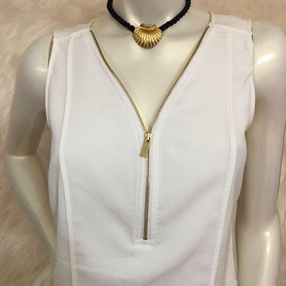 Calvin Klein Gold Zipper V Neck Tank - Picture 2 of 8